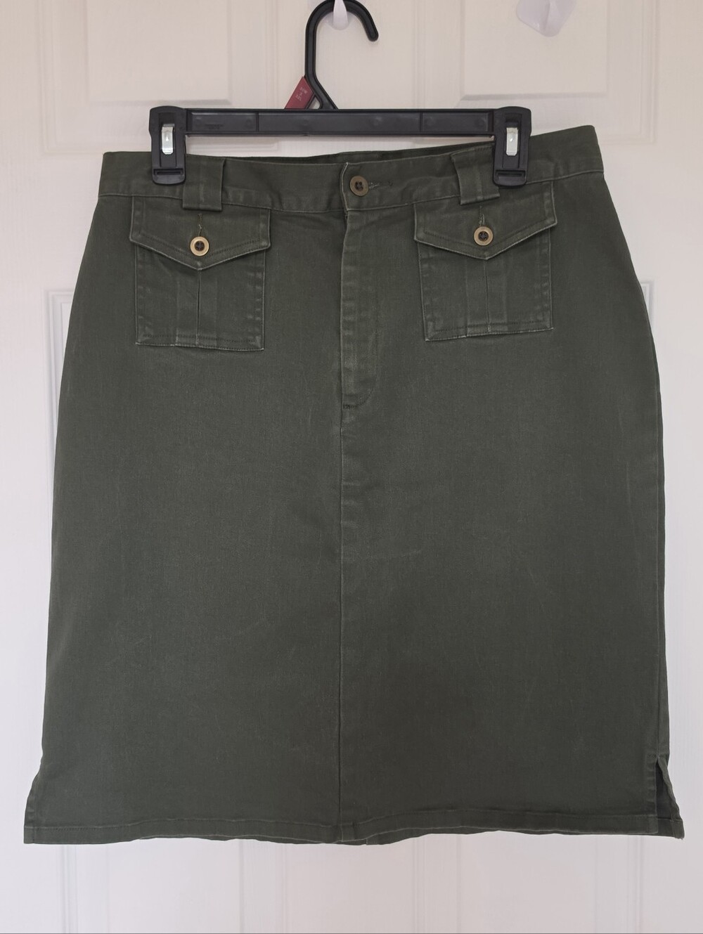 St. John's Bay Olive Green Pencil Skirt with Front Flap Pockets